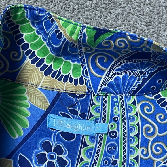 J McLaughlin Berlin Dress Blue Shift Paisley 3/4 Sleeve Pockets Women's Medium - Picture 5 of 7